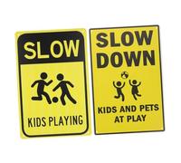 TOYZFRIENDY 2pcs Warning Road Signs for Safety Caution Playing Slow Down Street Signs High Visibility Lightweight Metal for Traffic Control