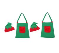 TOYZFRIENDY 2sets Christmas Kitchen Apron and Hat Non-woven Fabric Xmas Chef Aprons with Festive Colors for Cooking and Haircut Protection and Printed for Holiday Cheer