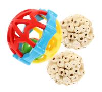 TOYZFRIENDY 3 Pcs Bird Chew with Natural Rubber and Soft Air-dried Balls Non-deformable Beak Grinding for Parrots Finches and Small Pets Cage Accessories to Boredom and Promote Random Color