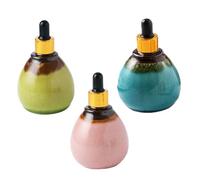 TOYZFRIENDY 3pcs 95ml Ceramic Essential Oil Dropper Bottles Sub Bottles with Sealed Lightproof Design for Aromatherapy Storage in Blue, Pink, and Green