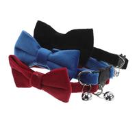 TOYZFRIENDY 3pcs Adjustable Kitten Collars with Bow Tie and Bell Cat and Puppy Neck Collars Set in Black Blue Red Cute Pet for Birthday and Festive Occasions