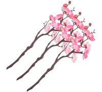 TOYZFRIENDY 3pcs Artificial Plum Blossom Branches Faux Flowers Stems for Vase Filling Home Office Party Decorations Easy Care No Watering Required Pink