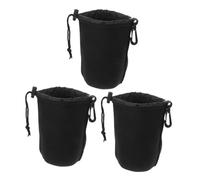TOYZFRIENDY 3pcs Camera Lens Storage Bags Drawstring Lens Case Protector Pouches for Outdoor Use with Reinforced Cord Clip to Prevent Scratches and Bumps