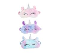 TOYZFRIENDY 3pcs Cartoon Plush Eye Mask Light Pink Blue Purple Sleeping Soft Breathable Travel Eye Comfortable Light Blocking