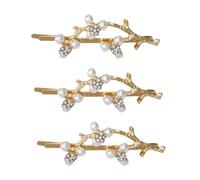 TOYZFRIENDY 3pcs Gold Branch Rhinestone Hair Clips Pearl Accent Hair Barrettes for Weddings Daily Wear and Giving