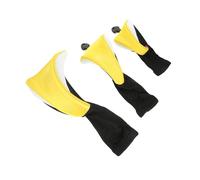 TOYZFRIENDY 3Pcs Golf Club Head Covers Yellow White Anti-collision Wood Head Protector Sleeve Smooth Fit Putter Cover for Outdoor Golfers Practical Transport Protection