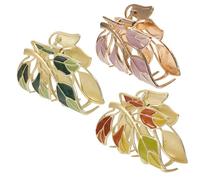 TOYZFRIENDY 3pcs Leaves Hair Claw Clips for Women and Teen Colorful Enamel Metal Hair Accessories Secure Hold for Daily Use and Special Occasions