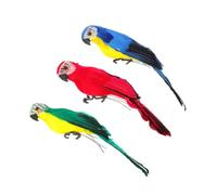 TOYZFRIENDY 3pcs Lifelike Parrot Model with Realistic Design Garden and Home Adorn Ornaments in Green Blue and Red for Outdoor Patio Decoration