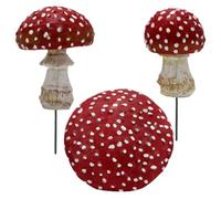 TOYZFRIENDY 3pcs Miniature Glow Resin Mushroom Figurines Realistic Garden Ornaments Decorative Toadstools for Home Lawn Bonsai Patio Accents