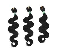 TOYZFRIENDY 3pcs Natural Black Body Wave Hair Weft Extensions Lightweight Synthetic Weave Can Be Dyed Curled Styled for Everyday Party Wedding Use