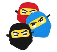 TOYZFRIENDY 3Pcs Ninja Cosplay Masks with Elastic Band PU Foam Pirate Eye Masks in Red Blue Black for Halloween Masquerade Birthday Party Festival