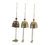TOYZFRIENDY 3pcs Retro Bronze Dragon Fish Feng Shui Hanging Bells Wind Chimes Set for Home Garden Door Decoration Wind Chime Indoor Outdoor