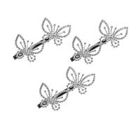 TOYZFRIENDY 3Pcs Silver Rhinestones Butterfly Hair Clips Elegant Barrettes for Women and Wedding Prom Party Hair Accessories