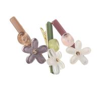 TOYZFRIENDY 3pcs Small Flower Claw Clips for Women Mini Crystal Petal Hairpin with Translucent Purple White Green Flowers Non-slip Duckbill Barrettes for Bangs Side Styling