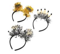 TOYZFRIENDY 3pcs Sparkly Year Headbands with Sequins Crowns and Stars Lightweight Festive Hairbands for Year's Eve Party Celebration Accessories