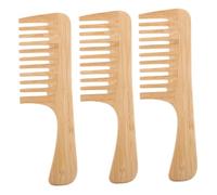 TOYZFRIENDY 3pcs Wide Tooth Bamboo Combs with Handle Large Detangling Hairbrush for Curly Hair Versatile Paddle Styling Tools for Home Salon and Travel Use
