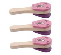 TOYZFRIENDY 3pcs Wooden Castanets with Mouse Design Lightweight Small Percussion Instruments for Early Music Education Hand Eye Coordination and Auditory Development