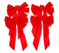 TOYZFRIENDY 4 pcs Christmas Bowknot Decor Beautiful Festive Cloth Bows for Tree Toppers Staircase Railings Chair Sashes Garland and Gift Basket Decorations