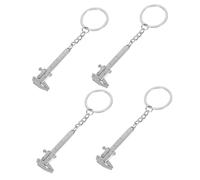 TOYZFRIENDY 4 pcs Mini Vernier Caliper Keychain Small Zinc Alloy Portable Measuring Tool Keyring Compact Vintage Style Pendant for Men Practical and Decorative Everyday Use