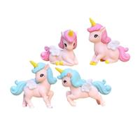TOYZFRIENDY 4Pcs Adorable Unicorn Cartoon Mini Ornaments Decorative Figurines for Cake Tabletop Patio Balcony Decoration