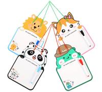 TOYZFRIENDY 4Pcs Cartoon Dry Erase Writing Boards for Double-Sided Rewritable Message Boards with Hanging Rope Erasable Graffiti Pads for Boys and Creative Drawing