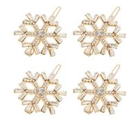 TOYZFRIENDY 4PCS Christmas Snowflake Hair Clips Gold Alloy Hair Barrettes Holiday for Women Winter Xmas Decoration