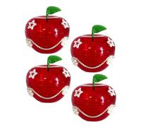 TOYZFRIENDY 4pcs Clear Apple Shaped Jewelry Box Lightweight Plastic Organizer for Rings Earrings Necklaces Compact Engagement Ring Display Storage
