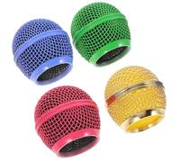 TOYZFRIENDY 4Pcs Colored Metal Microphone Mesh Grill Replacement for Mic Head, Wireless Mic Accessories Kit with Gold, Rose Red, Green, and Sky Covers for Music and Stage Use