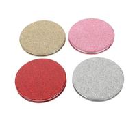 TOYZFRIENDY 4pcs Compact Folding Makeup Mirror with Glitter PU Leather High-definition Reflective Surface Portable Handheld Vanity Mirror for Women Men Assorted Red Silver Colors Travel Pocket