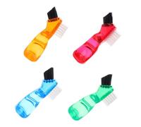 TOYZFRIENDY 4pcs Denture Brush with Soft Bristles for Retainer and False Teeth Cleaning Ergonomic Short Handle Toothbrushes in Blue Green Red Orange for Gentle Gum Protection and Easy Use