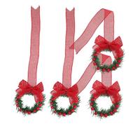 TOYZFRIENDY 4pcs Extra Large Artificial Christmas Wreath with Red Ribbon Bow Hanging Garland for Front Door Window Farmhouse Party Decorations