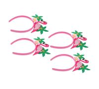 TOYZFRIENDY 4pcs Flamingo Headbands for Hawaiian Party Tropical Flamingo and Coconut Tree Hair Hoops Carnival Accessories for Women Gentle Hold Floral Headpieces for Luau Festivities