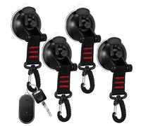 TOYZFRIENDY 4pcs Heavy Duty Rotating Suction Cup Hooks with Nylon Straps for Car Camping Awning Tarp Tie Down Construction Multipurpose Secure Hold for Keys Bags Kitchen Tools