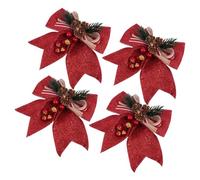 TOYZFRIENDY 4pcs Large Red Bow Christmas Decorations Bow Toppers Christmas Ribbon Cones Ornament Xmas Trees Decor Decorations Tree Mini Wreath LED for