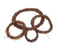 TOYZFRIENDY 4pcs Natural Rattan Wreath DIY Kit with Rings Handmade Garland for Christmas Front Door Wall Decor Outdoor Use Rustic Home Decoration