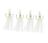 TOYZFRIENDY 4pcs Noctilucent Squid Bait Pack Four Anchor Hooks Artificial Octopus Lure with Split Hooks Deep Sea Fishing Lures for Freshwater Saltwater Sleeve-fish and Cuttlefish