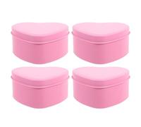 TOYZFRIENDY 4Pcs Pink Heart Shaped Valentine Candy Boxes Tinplate Sweet Storage Containers Packaging Boxes for Valentines Day Party and Wedding Favors
