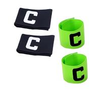 TOYZFRIENDY 4Pcs Professional Captain Armbands for Football and Basketball Wear Resistant Elastic Bands with Bright Fluorescent Green and Black Colors Comfortable Breathable Soccer Accessory
