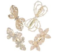 TOYZFRIENDY 4pcs Shiny Butterfly Hair Clips with Pearl Flower Barrettes for Women Elegant Hairpins for Parties Weddings Shopping Hair Accessories to Fix Loose and Enhance