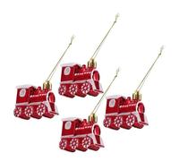 TOYZFRIENDY 4pcs Small Red Christmas Tree Car Pendants Hanging Ornaments for Xmas Party Home Decoration Plastic Decorative Train Accessories