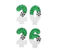 TOYZFRIENDY 4pcs Soccer Number Candles Glitter Football Cake Toppers for Birthday and Year Party Decorations Safe Wax for Clean Burning Celebration Milestones