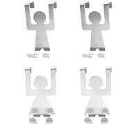 TOYZFRIENDY 4Pcs Stainless Steel Over Door Hooks Human Shape Decorative Hooks for Cabinet, Coat, Towel Hanger with Nail-Free Installation, Kitchen and Bathroom Utility Organizer (2 Male + 2
