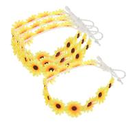TOYZFRIENDY 4pcs Sunflower Headbands for Women Comfortable Fit Floral Hair Bands Party Hair Decorations Hippie Style Non-fading Yellow Accessories