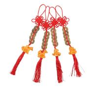 TOYZFRIENDY 4pcs Year Horse Hanging Pendant Ornaments with Five Emperor Coins Feng Shui Chinese Keychain for Car Purse Home Decor Prosperity and Fortune Gift