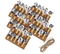 TOYZFRIENDY 5 Packs Wooden Cow Shaped Photo Clips with Rope Milk Carton Style Picture Clamps for Hanging Photo Display Craft Decoration School Projects Party and Home Use