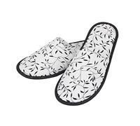 TOYZFRIENDY 5 Pairs Breathable Non-slip Summer Hotel Slippers for Travel Spa Home Use Lightweight Cloth Guest Slippers in Black and White