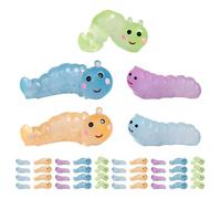 TOYZFRIENDY 50Pcs Glow in the Dark Mini Worm Figurines Set Resin Miniature Worm Statues in Large Blue and Orange and Medium Green and Small Blue and Purple Small Decorations for Outdoor Lawn