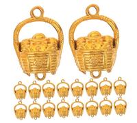 TOYZFRIENDY 50pcs Gold Flower Basket Pendants Plastic Hanging Ornaments for DIY Crafting Party Decorations Reusable Festive Charms for Necklace Earring Jewelry Making