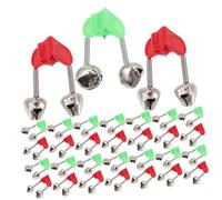 TOYZFRIENDY 50Pcs Portable Fishing Rod Twin Alarm Bells with Jingle Sound Lightweight Stainless Steel Bite Indicator for Sea and Night Fishing Easy to Install Rod Bell Red Green