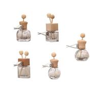 TOYZFRIENDY 5Pcs Car Aroma Diffuser Bottles with Wooden Caps, Glass Perfume Diffusers for Auto Vent, Essential Oil Fragrance Ornament Set for Vehicle Interior Aromatherapy